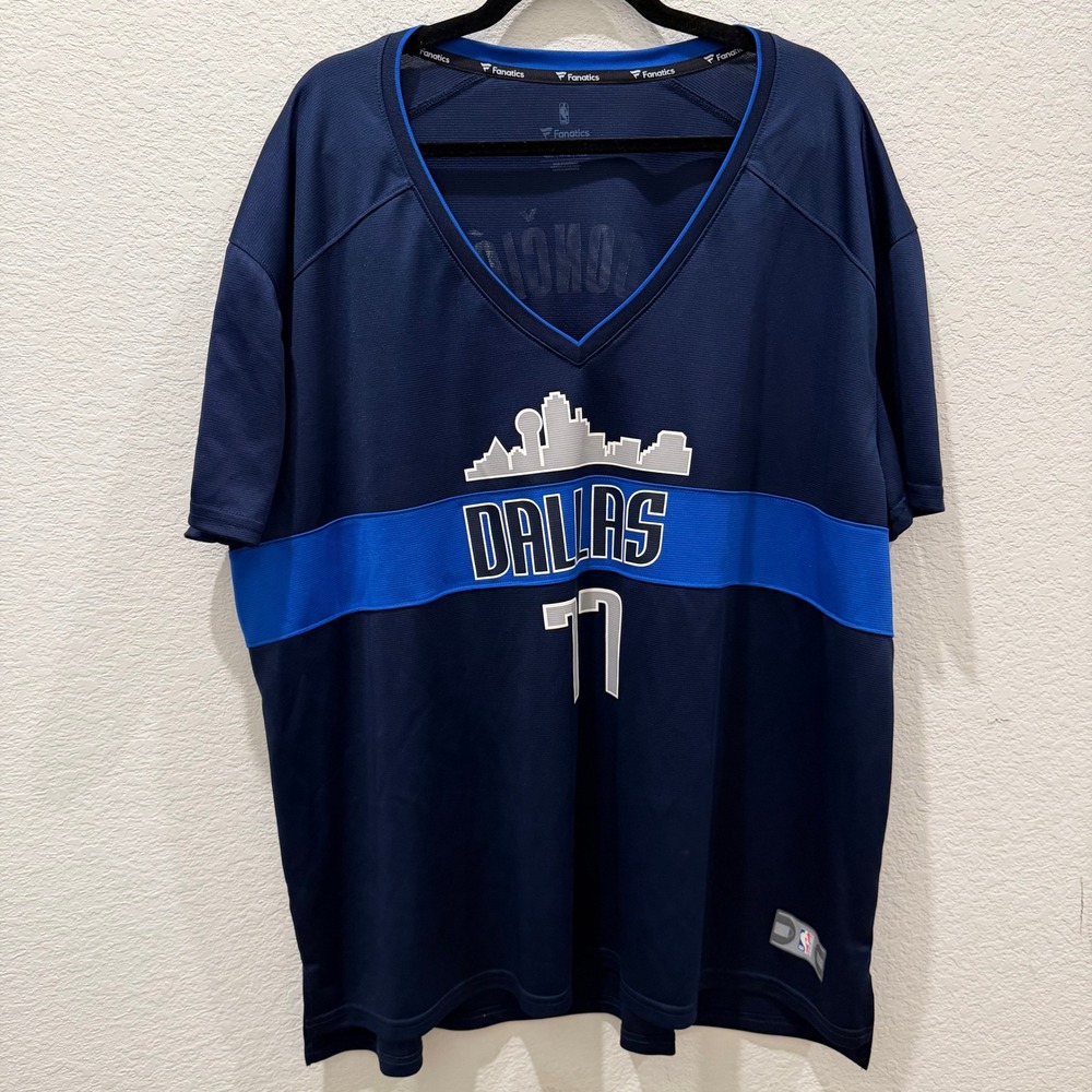 Fanatics NBA Dallas Mavericks Luka Doncic 77 Jersey Shirt Navy Blue 4XL Mens